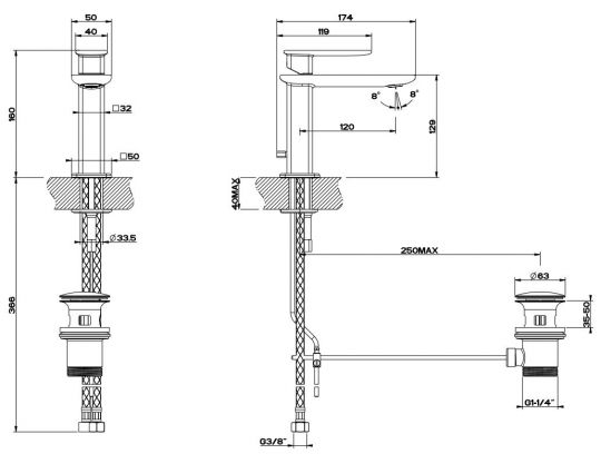 Gessi iSpa смеситель для раковины 41405 схема 2 Gessi iSpa смеситель для раковины 41405 схема 2