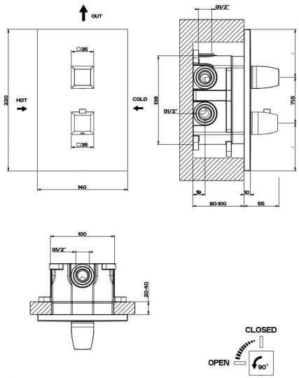 Gessi Mimi смеситель для душа 31292 схема 2 Gessi Mimi смеситель для душа 31292 схема 2