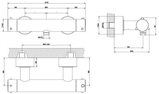Gessi Trasparenze смеситель для душа 19451 схема 2 Gessi Trasparenze смеситель для душа 19451 схема 2