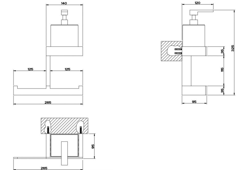 Диспенсер для жидкого мыла с вешалкой в комплекте Gessi Rettangolo 20879 ФОТО
