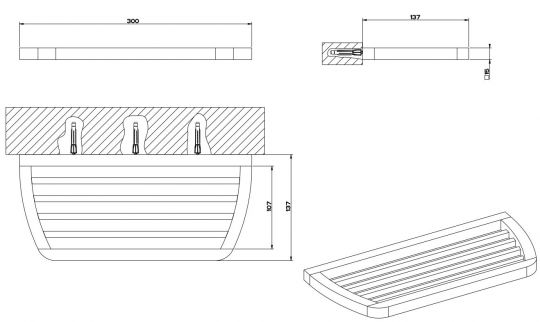 Gessi Mimi Полка для душа 33347 30 см схема 3