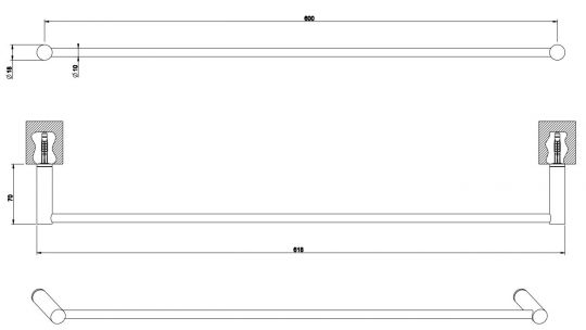 Gessi Riflessi Полотенцедержатель 37403 60 см схема 2 Gessi Riflessi Полотенцедержатель 37403 60 см схема 2