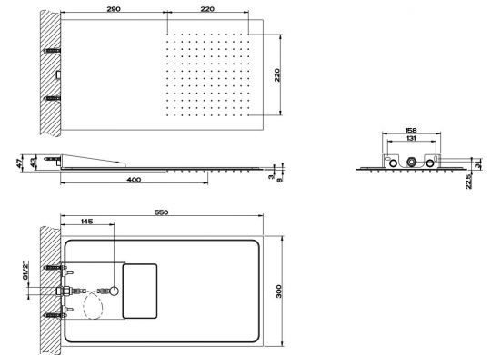 Тропический душ Gessi Tremillimetri 55х30 см 33081 схема 2
