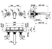 Смеситель для ванны и душа Gessi Inciso 58094 схема 2