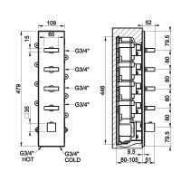 Смеситель Gessi Rettangolo для ванны/душа 43028 схема 2 Смеситель Gessi Rettangolo для ванны/душа 43028 схема 2