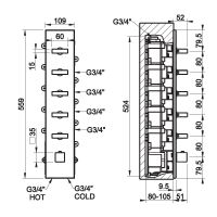 Смеситель Gessi Rettangolo для ванны/душа 43030 схема 2