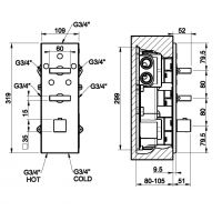 Gessi Rettangolo Wellnes смеситель для ванны/душа 43032 схема 2 Gessi Rettangolo Wellnes смеситель для ванны/душа 43032 схема 2