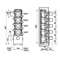 Gessi Quadro Wellnes смеситель для ванны/душа 43208 схема 2 Gessi Quadro Wellnes смеситель для ванны/душа 43208 схема 2