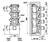Gessi Eleganza Wellnes смеситель для ванны/душа 46226 схема 2 Gessi Eleganza Wellnes смеситель для ванны/душа 46226 схема 2