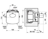 Gessi Ovale Wellnes смеситель для ванны/душа 43254 схема 2 Gessi Ovale Wellnes смеситель для ванны/душа 43254 схема 2