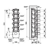 Gessi Tondo Wellnes смеситель для ванны/душа 43240 схема 2 Gessi Tondo Wellnes смеситель для ванны/душа 43240 схема 2