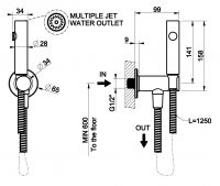 Гигиенический душ Gessi Inciso 58153 Total Look без смесителя схема 2