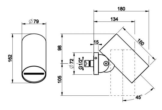 Верхний душ - водопад Gessi Spotwater 57217 схема 2