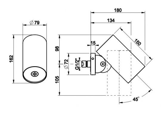 Верхний душ Gessi Spotwater 57245 схема 2 Верхний душ Gessi Spotwater 57245 схема 2