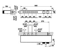 Смеситель для ванны c душем Gessi Hi-Fi 63026 схема 2 Смеситель для ванны c душем Gessi Hi-Fi 63026 схема 2