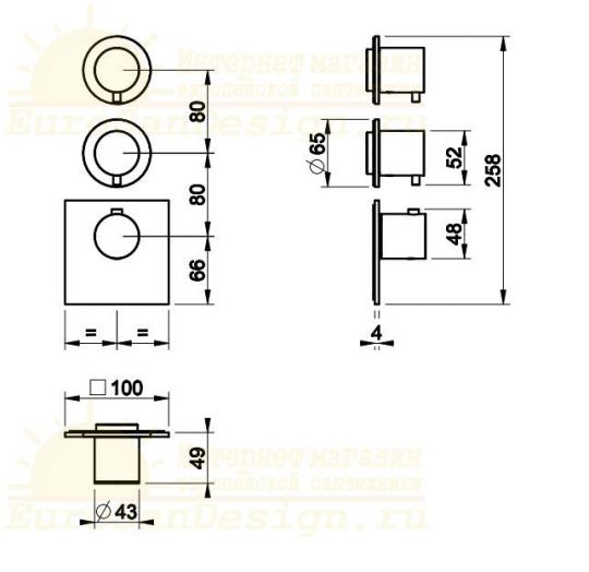 Смеситель для ванны/душа Gessi 316 54504 схема 2 Смеситель для ванны/душа Gessi 316 54504 схема 2