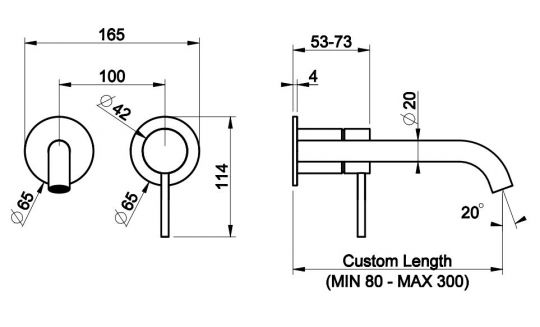 Смеситель для раковины с изливом Gessi Trame 54389 встраиваемый схема 2 Смеситель для раковины с изливом Gessi Trame 54389 встраиваемый схема 2