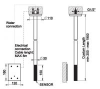 Смеситель для раковины Gessi Inciso 58026 длина под заказ схема 2 Смеситель для раковины Gessi Inciso 58026 длина под заказ схема 2
