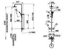 Душевая колонна с круглым тропическим душем Gessi Minimalistic Shower 3517 схема 3 Душевая колонна с круглым тропическим душем Gessi Minimalistic Shower 3517 схема 3