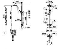 Душевая колонна с круглым тропическим душем Gessi Minimalistic Shower 3517 схема 4 Душевая колонна с круглым тропическим душем Gessi Minimalistic Shower 3517 схема 4