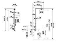 Душевая колонна с тропическим душем Gessi Rettangolo 23407 схема 2 Душевая колонна с тропическим душем Gessi Rettangolo 23407 схема 2