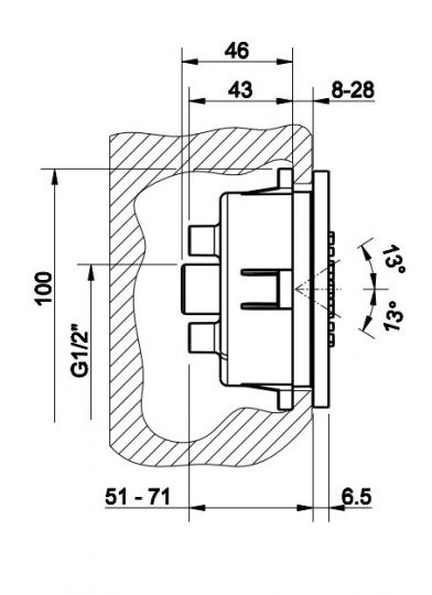 Встраиваемый механизм для поворотной боковой форсунки Gessi 32985 схема 2