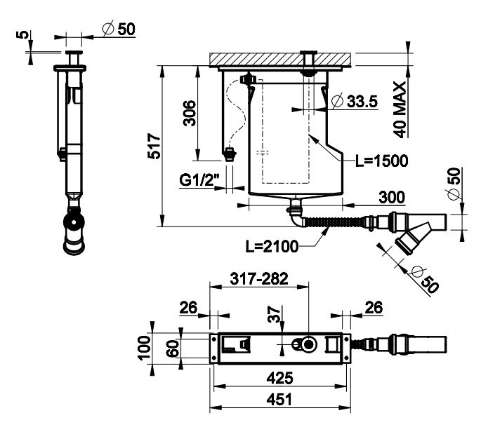 Внутренняя часть смесителя для ванны Gessi Anello 01785 ФОТО