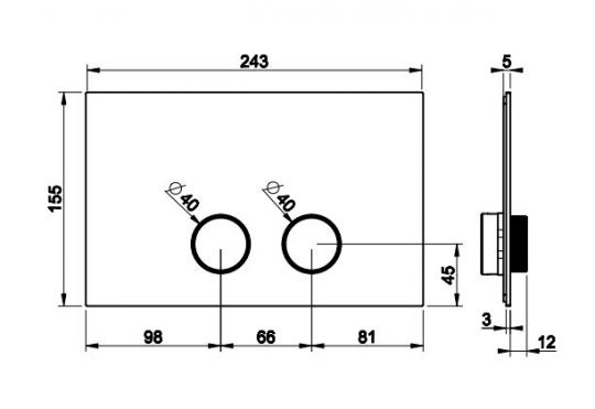 Кнопка смыва для инсталляции Gessi 54623 схема 2 Кнопка смыва для инсталляции Gessi 54623 схема 2