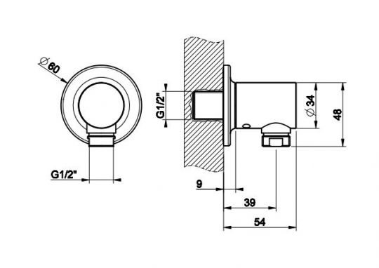 Вывод воды для душа Gessi Inciso 58169 схема 2 Вывод воды для душа Gessi Inciso 58169 схема 2