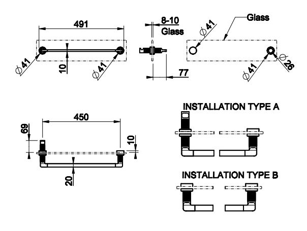 Держатель для полотенец для крепления на стекло Gessi Inciso 58615 49,1х7,7 ФОТО