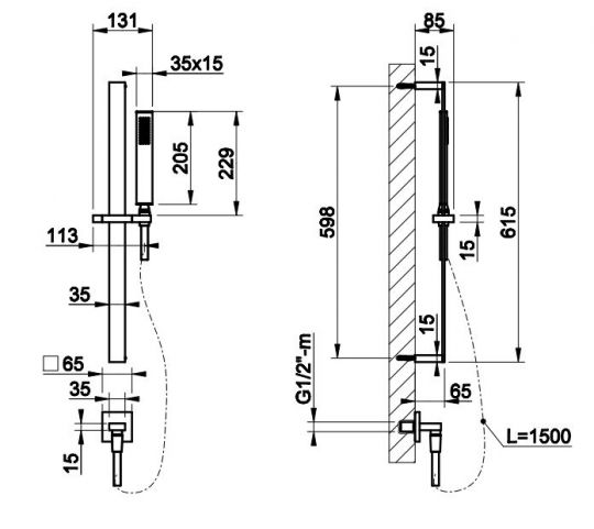 Душевой гарнитур Gessi Rettangolo 20142 схема 2 Душевой гарнитур Gessi Rettangolo 20142 схема 2