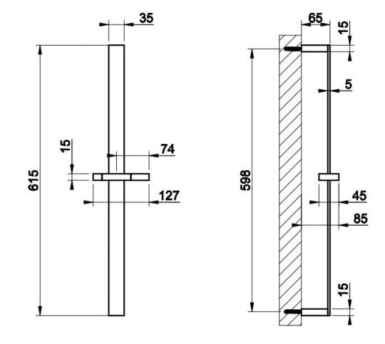 Штанга для душа без лейки Gessi Rettangolo 20144 схема 2 Штанга для душа без лейки Gessi Rettangolo 20144 схема 2