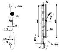 Штанга для душа Gessi Rilievo 59242 в комплекте с лейкой схема 2 Штанга для душа Gessi Rilievo 59242 в комплекте с лейкой схема 2