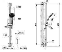 Душевой гарнитур со штангой и лейкой Gessi Rilievo 59245 схема 2