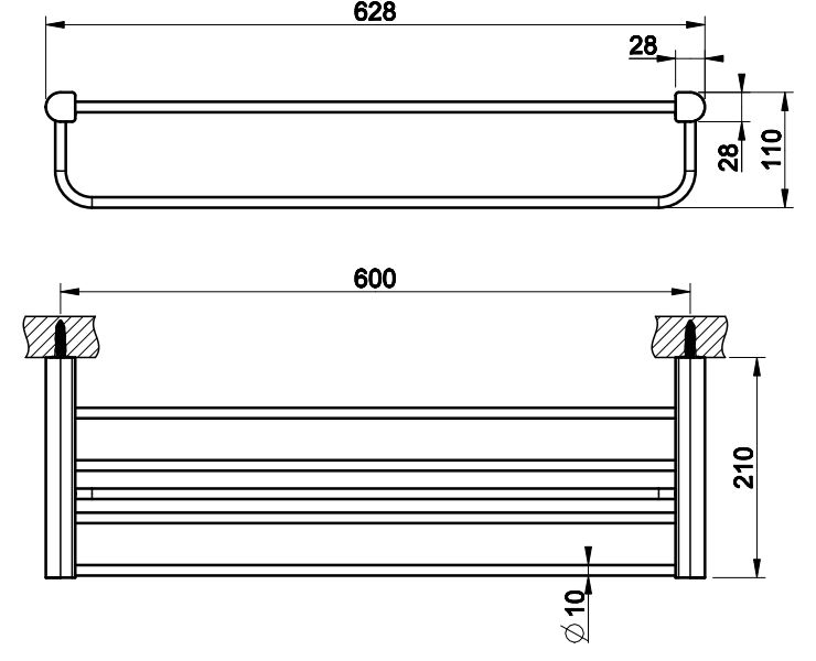 Полотенцедержатель настенный Gessi Rilievo 59407 62,8х21 ФОТО