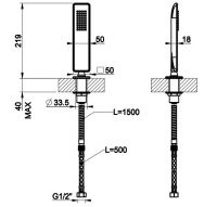 Душевая лейка с держателем и шлангом Gessi Cono 41127 схема 2 Душевая лейка с держателем и шлангом Gessi Cono 41127 схема 2