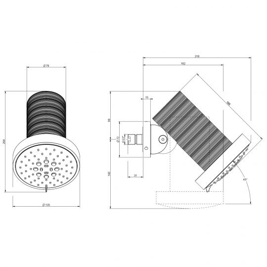 Верхний душ TRAME Gessi Spotwater316 57257 схема 2 Верхний душ TRAME Gessi Spotwater316 57257 схема 2