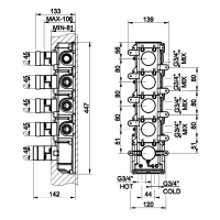 Встраиваемая часть для термостатического смесителя Gessi Origini 09268 схема 2 Встраиваемая часть для термостатического смесителя Gessi Origini 09268 схема 2