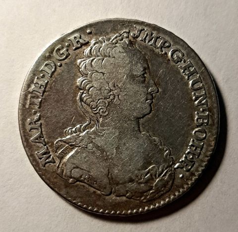 1/2 дукатона 1754 Австрийские Нидерланды Редкий год AUNC-XF