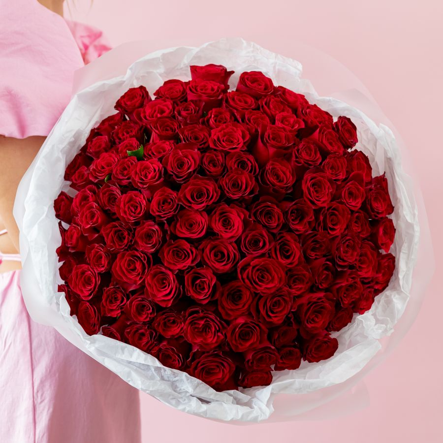 101 красная роза (40см)