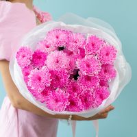 5 ярко-розовых хризантем