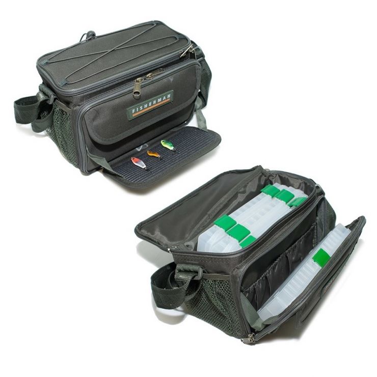 Сумка рыболовная с коробками Fisherman Ф46-к (25*18*12см)
