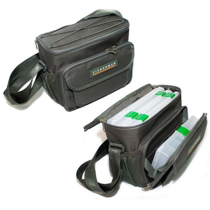 Сумка рыболовная с коробками Fisherman Ф461-к (25*22*12см)