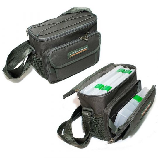 Сумка рыболовная с коробками Fisherman Ф461-к (25*22*12см)