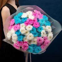 15 хризантем цвета микс крашенная