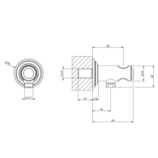 Держатель для душа с выводом воды Gessi Venti20 65161 схема 2 Держатель для душа с выводом воды Gessi Venti20 65161 схема 2