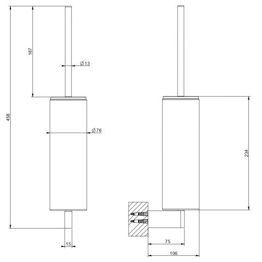 Ёршик туалетный белый Gessi Origini Accessories настенный 66419 схема 2