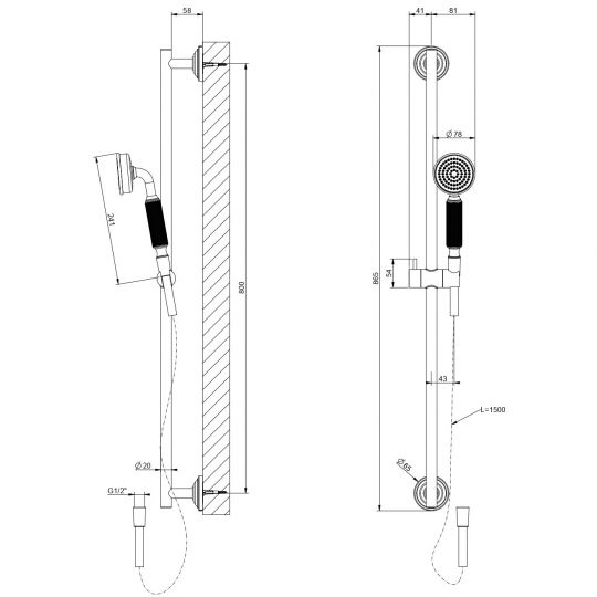 Набор душевой Gessi Venti20 65143 схема 2 Набор душевой Gessi Venti20 65143 схема 2