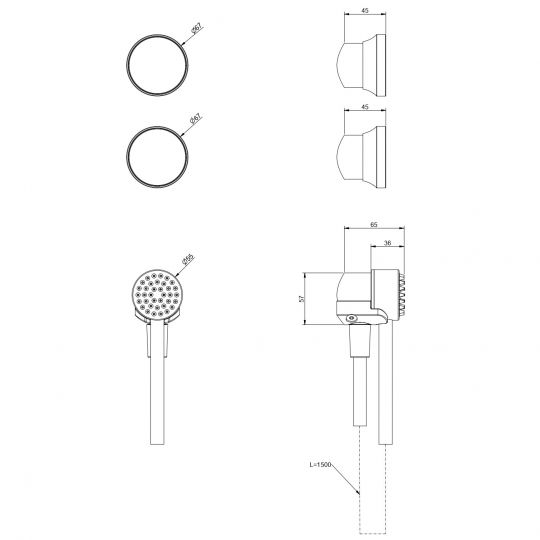 Комплект ручка + ручной душ Gessi Origini 66212 схема 2 Комплект ручка + ручной душ Gessi Origini 66212 схема 2