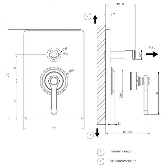 Смеситель для ванны/душа Gessi Venti20 65079 схема 2